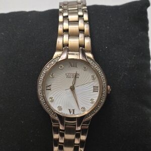 Citizen Eco-Drive Gold-Tone Watch with White Dial